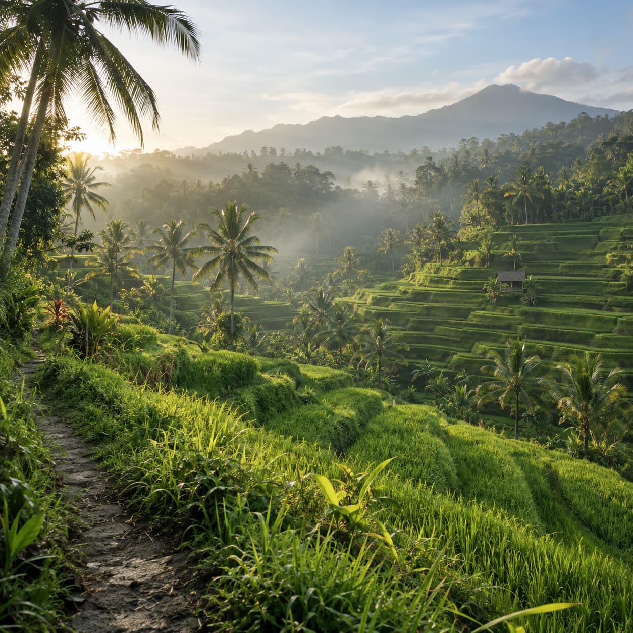 AI-generated illustration of Bali’s lush landscape